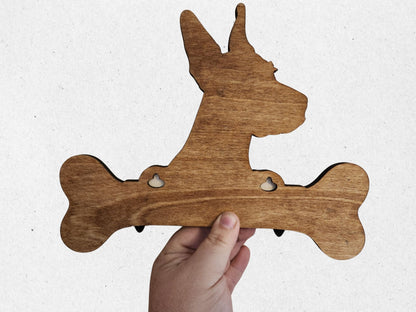 Personalized Peeking Dog Leash Wall Hanger