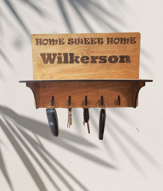 Home Sweet Home Personalized Key Hanger With Shelf