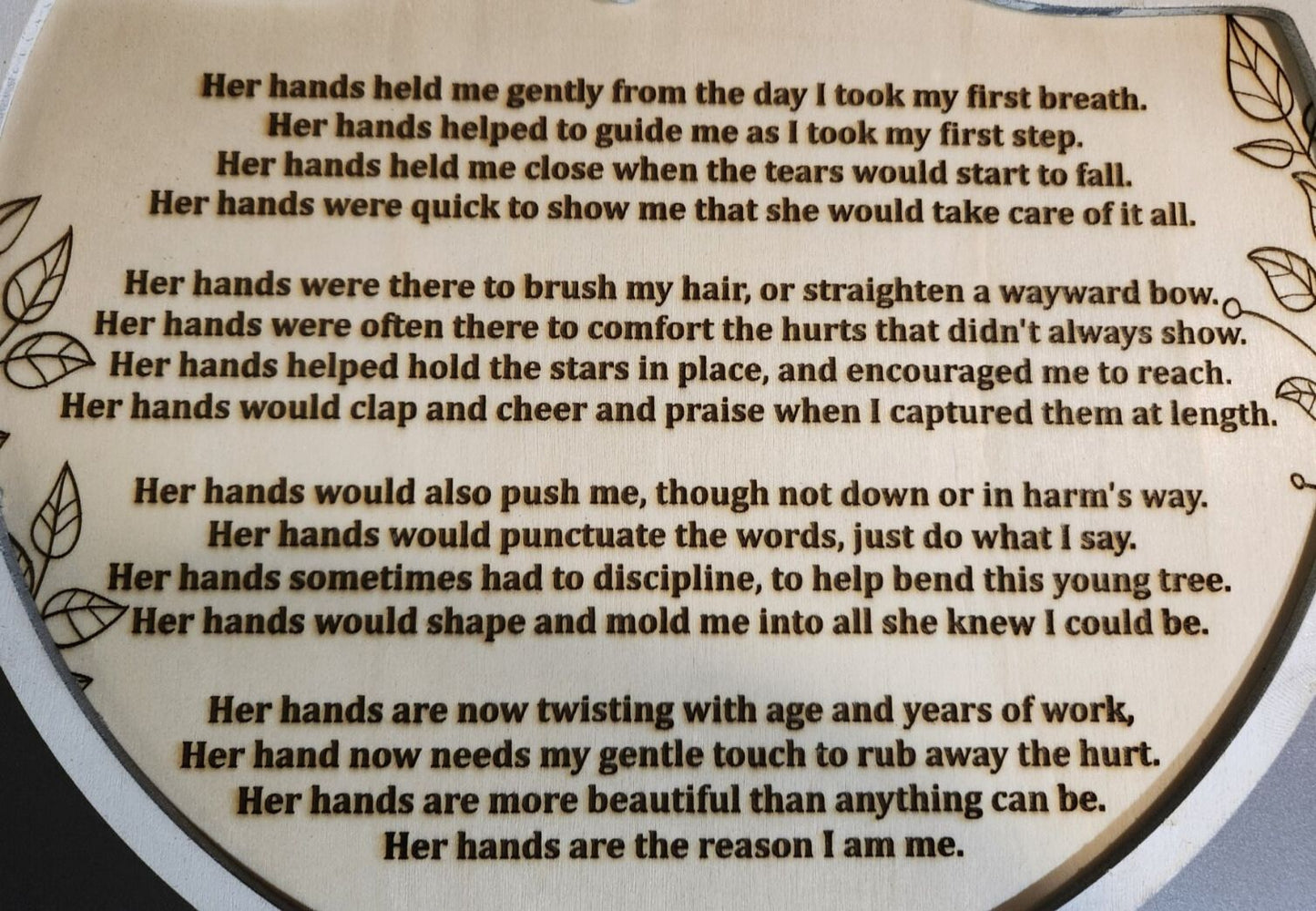 Moms Hands Poem Sign